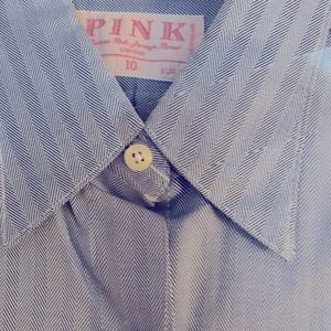 Thomas Pink Ladies Blue Sz 10 Button Down Shirt